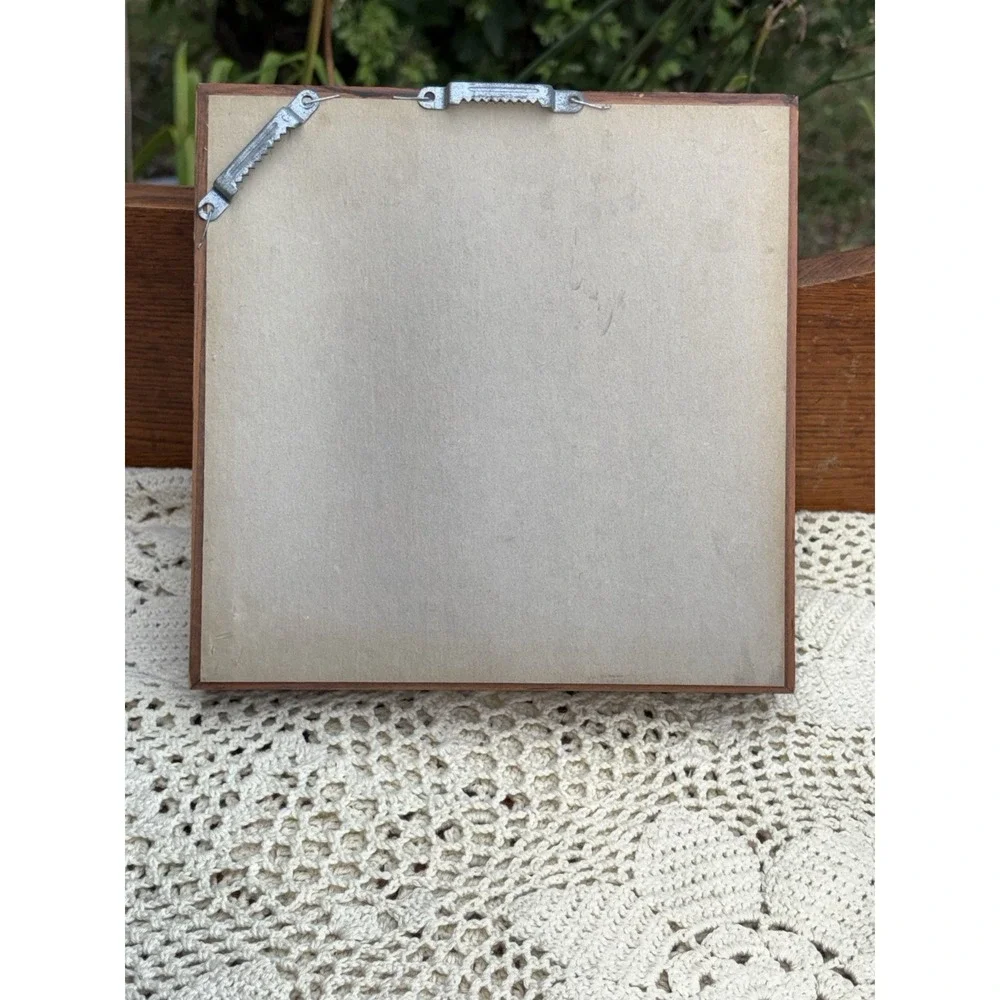Vintage Square Wood Framed Mirror 8 1/4